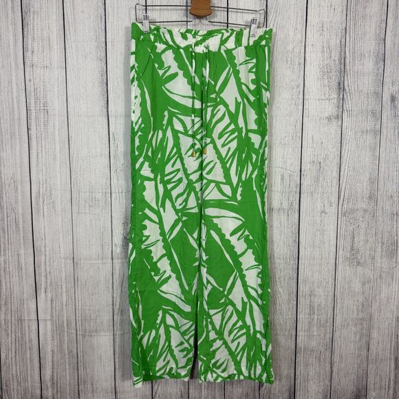 Lilly Pulitzer x Target Women's XS Green Rayon Palazzo Tropical Wide Legs Pants - Picture 1 of 7
